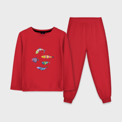 Детская пижама с лонгсливом хлопок Пять полосатых рыбок