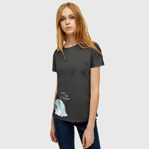 Женская футболка 3D Динозаврик - парный принт, цвет 3D печать - фото 3