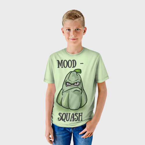 Детская футболка 3D с принтом Настроение кабачок, фото на моделе #1