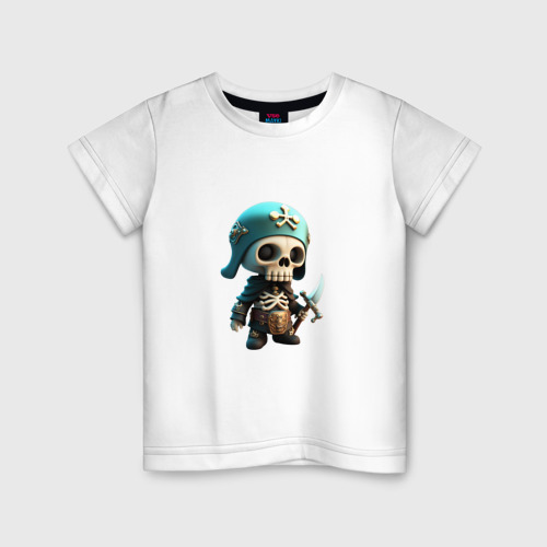 Детская футболка из хлопка с принтом Воин скелетон, вид спереди №1