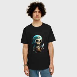 Мужская футболка хлопок Oversize Воин скелетон - фото 2