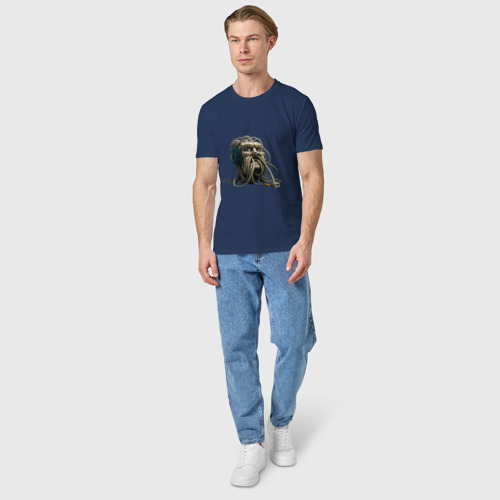 Мужская футболка хлопок с принтом Голова в компьютерной сети, вид сбоку #3