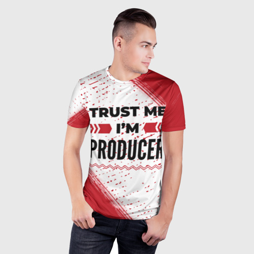 Мужская футболка 3D Slim с принтом Trust me I'm producer white, фото на моделе #1