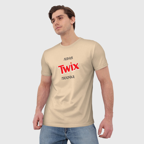 Мужская футболка 3D с принтом Левая палочка твикс, фото на моделе #1