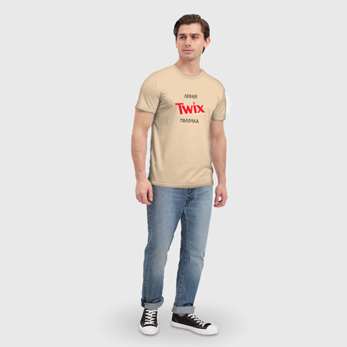 Мужская футболка 3D с принтом Левая палочка твикс, вид сбоку #3