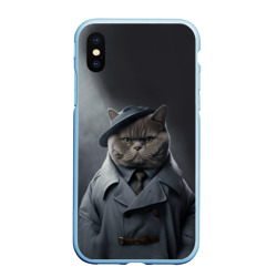 Чехол для iPhone XS Max матовый Кот в шляпе и плаще - детектив британский