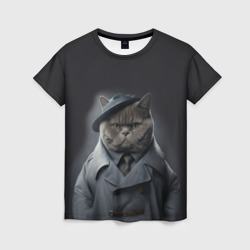 Женская футболка 3D Кот в плаще