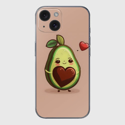 Чехол для iPhone 15 силиконовый с защитой камеры Влюбленная авокадо - парные