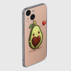 Чехол для iPhone 15 силиконовый с защитой камеры Влюбленная авокадо - парные - фото 2