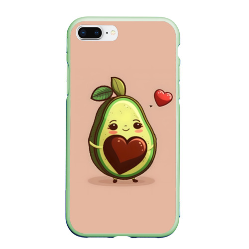 Чехол для iPhone 7Plus/8 Plus матовый с принтом Влюбленная авокадо - парные, вид спереди #2