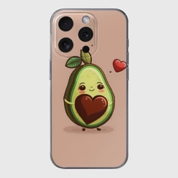 Чехол для iPhone 15 Pro силиконовый с защитой камеры Влюбленная авокадо - парные