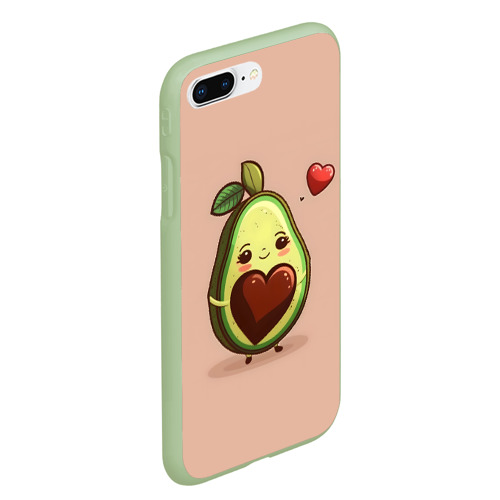 Чехол для iPhone 7Plus/8 Plus матовый с принтом Влюбленная авокадо - парные, вид сбоку #3