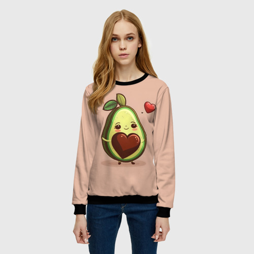 Женский свитшот 3D с принтом Влюбленная авокадо - парные, фото на моделе #1