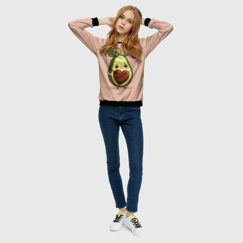 Женский свитшот 3D с принтом Влюбленная авокадо - парные, вид сбоку #3