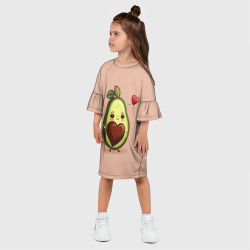 Детское платье 3D с принтом Влюбленная авокадо - парные, фото на моделе #1