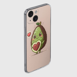 Чехол для iPhone 15 силиконовый с защитой камеры Влюбленный авокадо - парные - фото 2