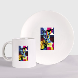 Набор: тарелка + кружка Salvador Dali - neural network - pop art