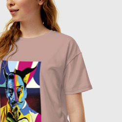 Женская футболка хлопок Oversize Salvador Dali - neural network - pop art - фото 2