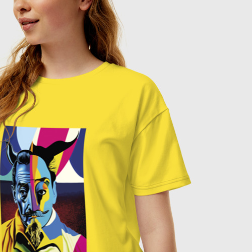 Женская футболка хлопок Oversize Salvador Dali - neural network - pop art, цвет желтый - фото 3