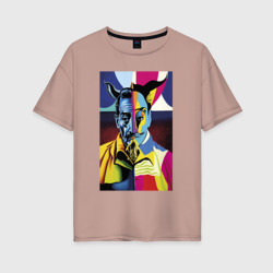 Женская футболка хлопок Oversize Salvador Dali - neural network - pop art