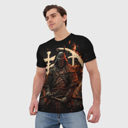 Мужская футболка 3D Самурай и иероглифы - фото 2