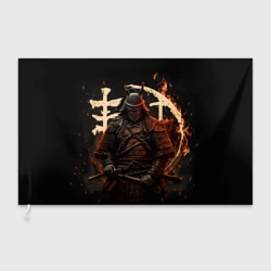 Флаг 3D Самурай и иероглифы