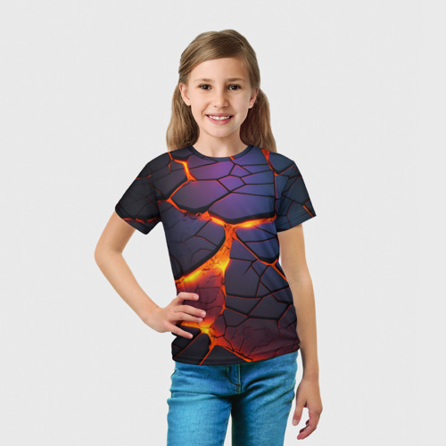 Детская футболка 3D Неоновая лава - течение, цвет 3D печать - фото 5
