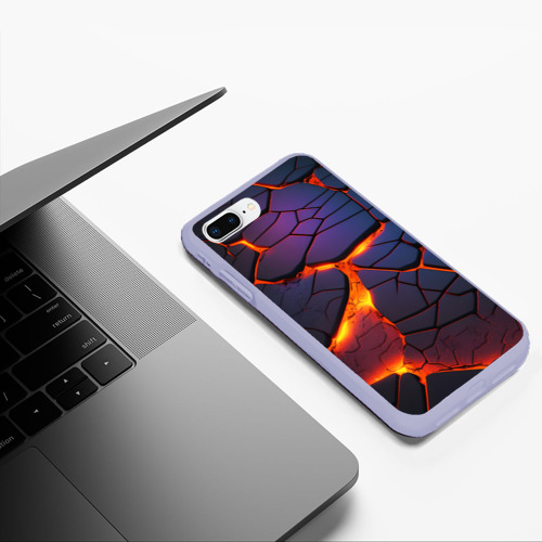 Чехол для iPhone 7Plus/8 Plus матовый Неоновая лава - течение, цвет светло-сиреневый - фото 5