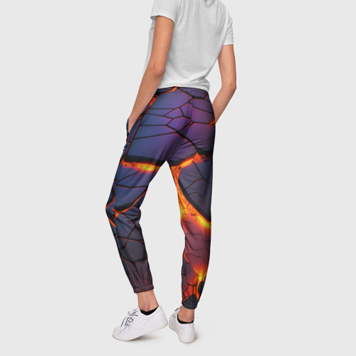 Женские брюки 3D с принтом Неоновая лава - течение, вид сзади #2