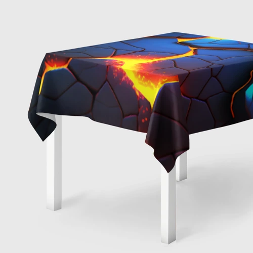 Скатерть 3D Яркая неоновая лава, разломы