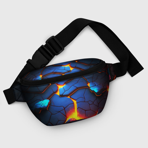 Поясная сумка 3D Яркая неоновая лава, разломы - фото 6