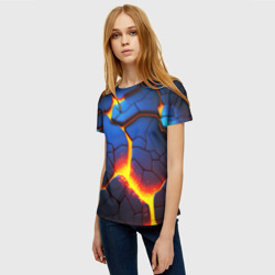 Женская футболка 3D Яркая неоновая лава, разломы - фото 2