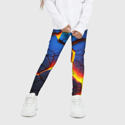 Детские леггинсы 3D Яркая неоновая лава, разломы - фото 2