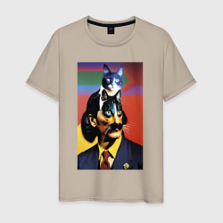 Мужская футболка хлопок Кошачья мечта Сальвадора Дали - нейросеть - joke