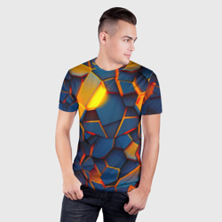 Мужская футболка 3D Slim Плитки со свечением - фото 2