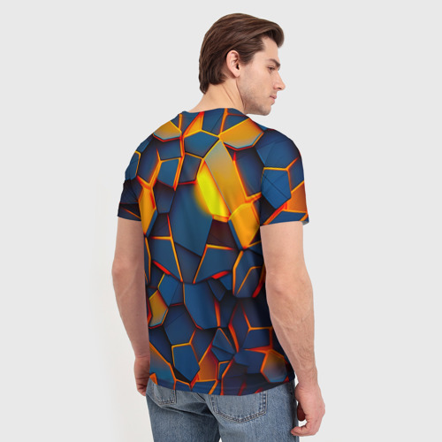 Мужская футболка 3D с принтом Плитки со свечением, вид сзади #2