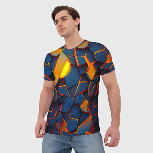 Мужская футболка 3D с принтом Плитки со свечением, фото на моделе #1