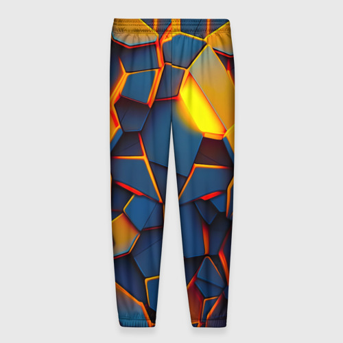 Мужские брюки 3D с принтом Плитки со свечением, вид сзади #1
