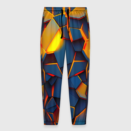 Мужские брюки 3D с принтом Плитки со свечением, вид спереди #2