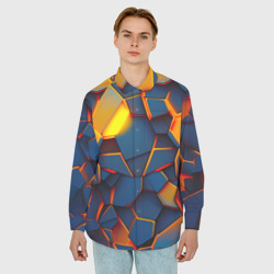 Мужская рубашка oversize 3D Плитки со свечением - фото 2