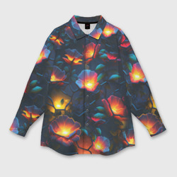 Мужская рубашка oversize 3D Светящиеся цветы