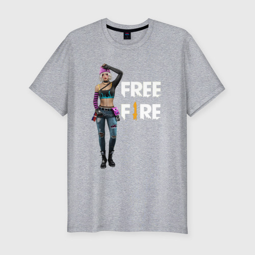 Мужская футболка хлопок Slim с принтом Даха из игры Гарена Фри Фаер, вид спереди #2
