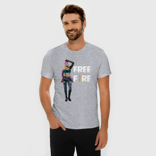Мужская футболка хлопок Slim с принтом Даха из игры Гарена Фри Фаер, фото на моделе #1