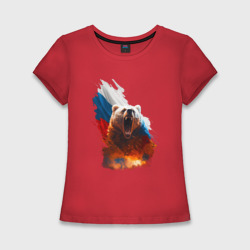 Женская футболка хлопок Slim Злой русский медведь