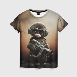 Женская футболка 3D Зверь с оружием