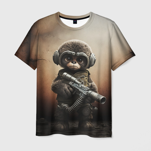 Мужская футболка с принтом Зверь с оружием, вид спереди №1