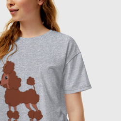 Женская футболка хлопок Oversize Пудель коричневый - фото 2