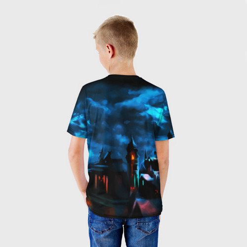 Детская футболка 3D с принтом Wednesday  horror, вид сзади #2