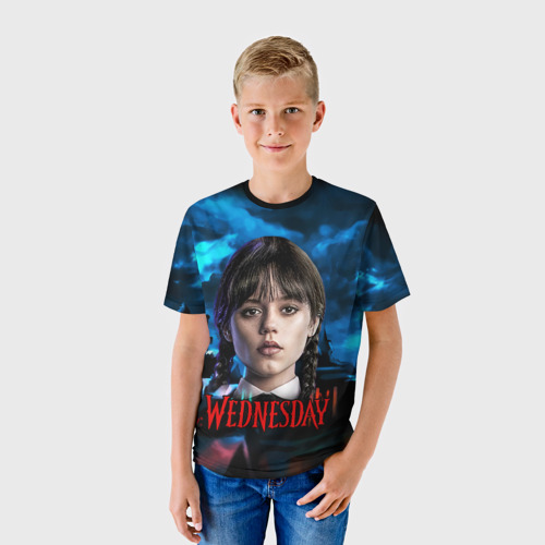 Детская футболка 3D с принтом Wednesday  horror, фото на моделе #1