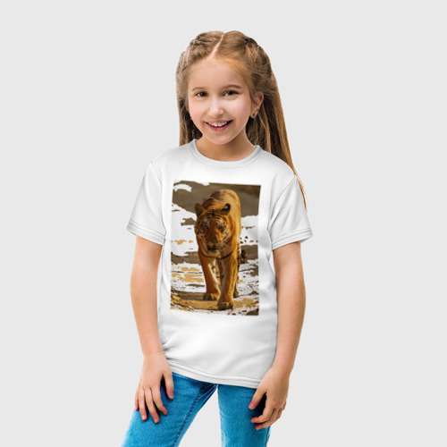 Детская футболка хлопок с принтом Походка тигра, вид сбоку #3